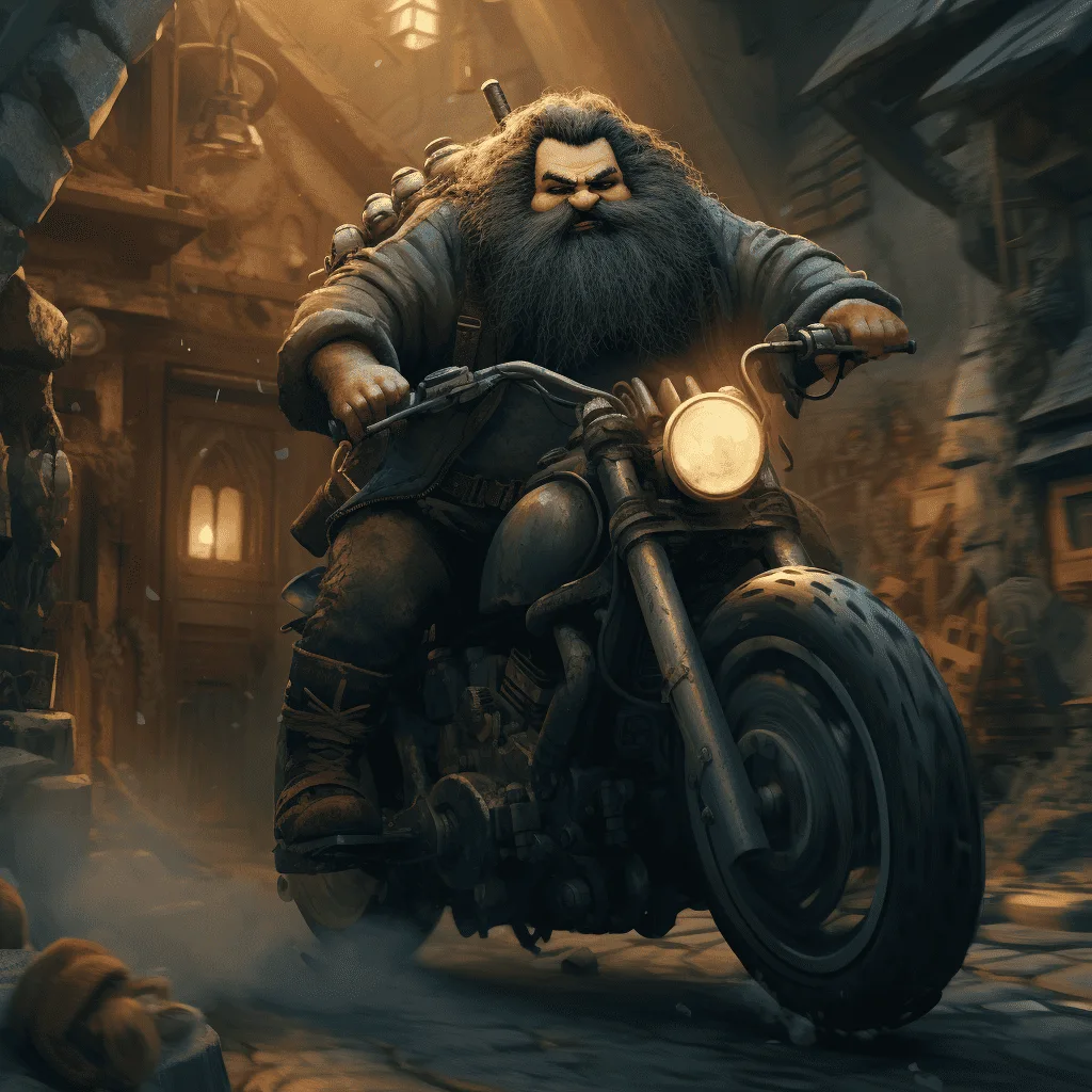 bearded guy on a bike looks like hagrid from harry potter